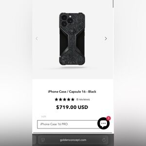 NWT $719  Golden Concept iPhone Case Capsule 16 (pro) - Black